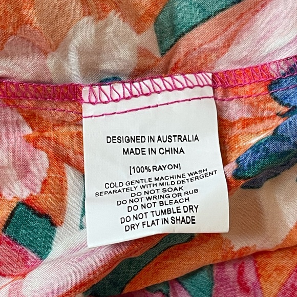 Abel the Label Floral Midi Dress Pink Red Size L - Picture 14 of 15